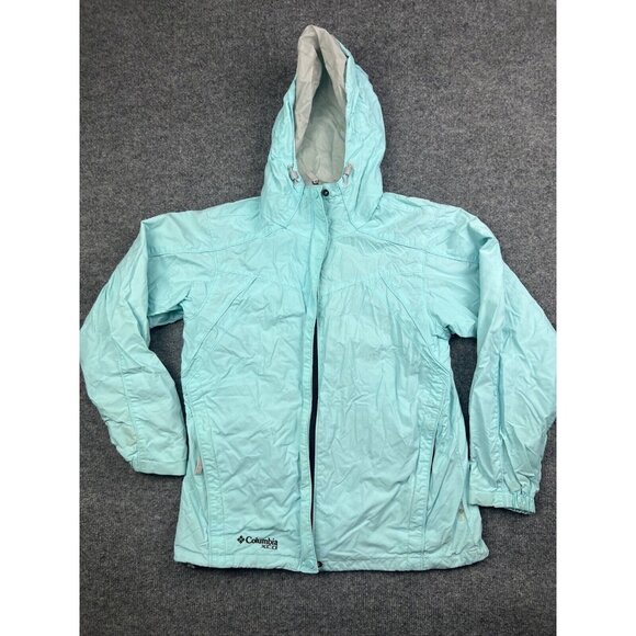 Columbia XCO Hooded Jacket Women's Small Blue Full Zip Windbreaker Rain - Picture 1 of 9